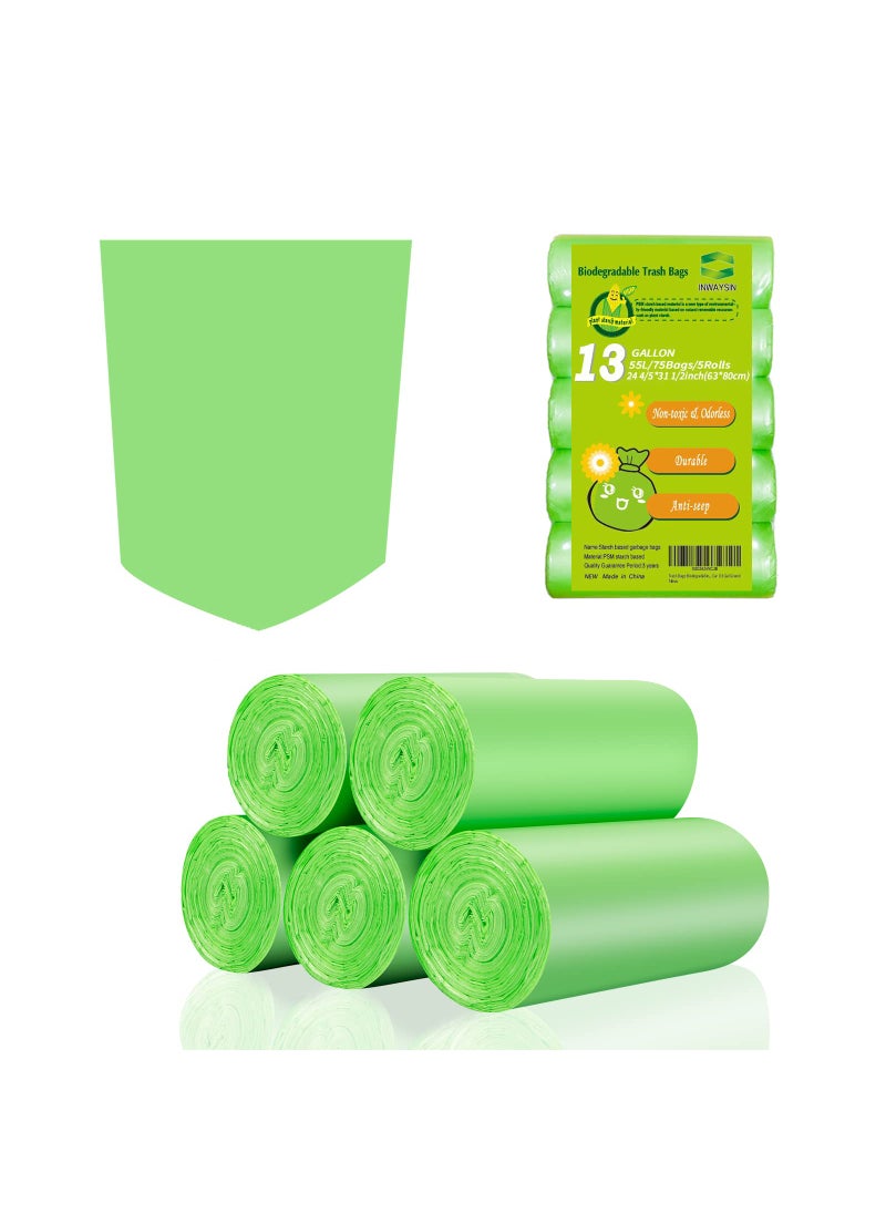 Inwaysin Trash Bags 13 Gallon Tall Kitchen Garbage Bags Inwaysin Recycle Bags Biodegradable Trash Bags 75 Bags Green 