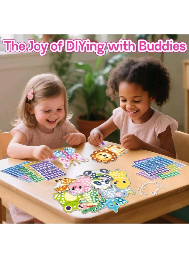 Capstro Mirror Mosaic Sticker Art Kit – Butterfly Theme | 10 Pattern Cards, 12 Laser Mirror Stickers & 10 Lanyards | DIY Shiny Mosaic Craft for Kids Age 4+ | Creative Nature Art Activity for Boys & Girls - Image 2