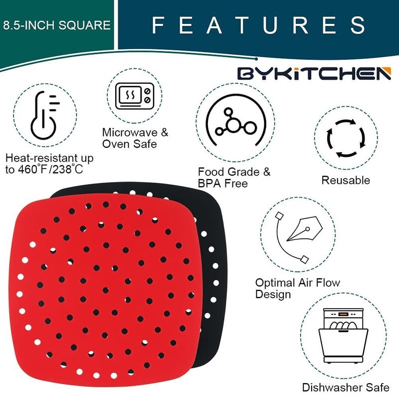 Reusable Silicone Air Fryer Liners (2 Pack) Non-Stick Healthy Silicone Air Fryer Liners for Grill, Air Fryer Basket and More Proshop - Image 5