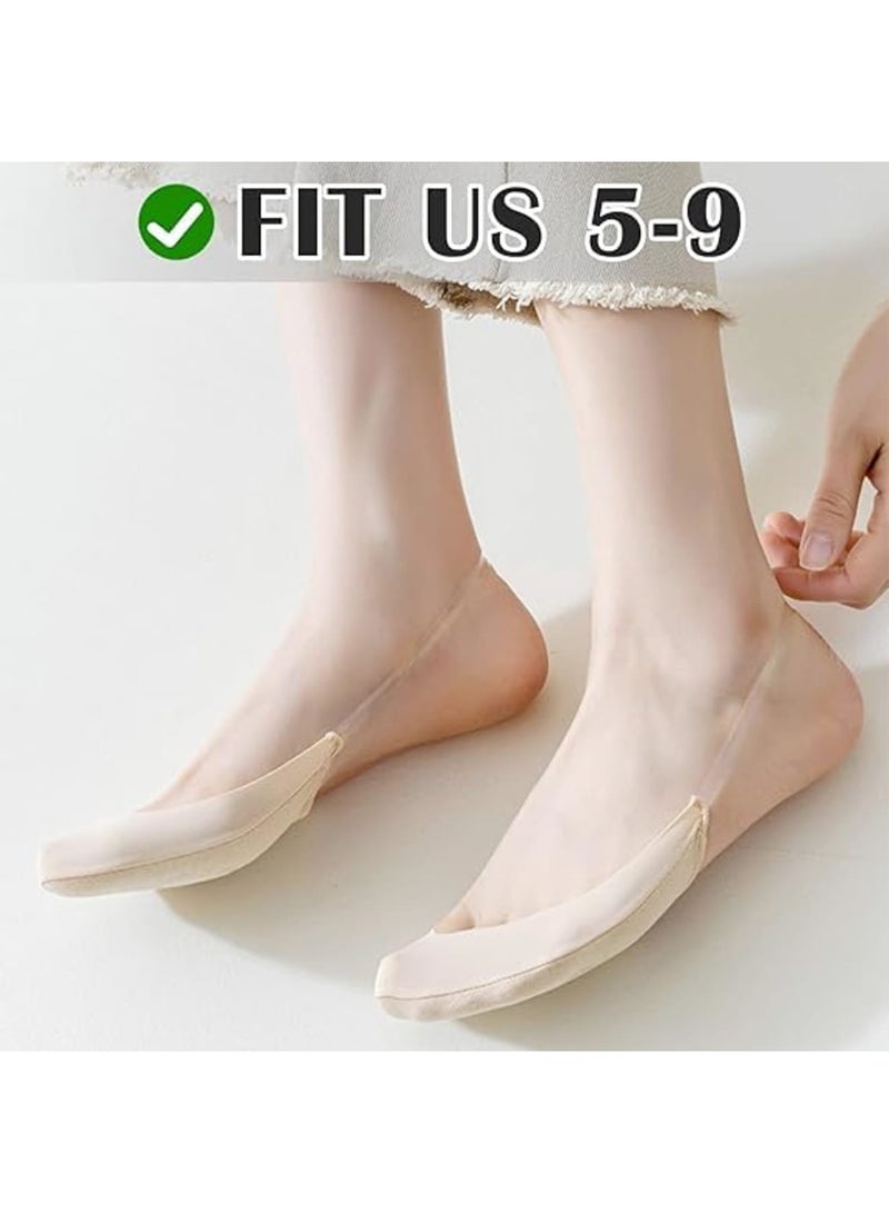 No Show Socks, Women's Invisible Sling Back Low Cut Half Toe Socks, Non-Slip Straps for Heels, 6 Pairs (3 Black  3 Nude), Comfortable  Breathable, Ideal for Flats, Heels  Sneakers - Image 5