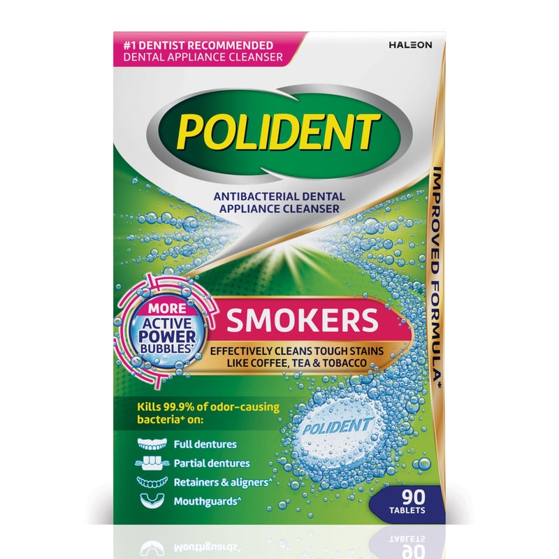 Polident Smokers Antibacterial Dental Appliance Cleanser Tablets, 90 Count - Image 1
