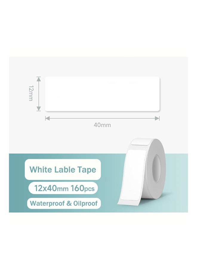 بيوينتي صانع الملصقات الشريط لاصق ملصق التسمية البيضاء ورق تسمية حراري مقاوم للماء لطباعة الباركود مثالي للاستخدام المكتبي / المنزل / المدرسة / التجاري ، 12 * 40 مم أبيض - Image 1