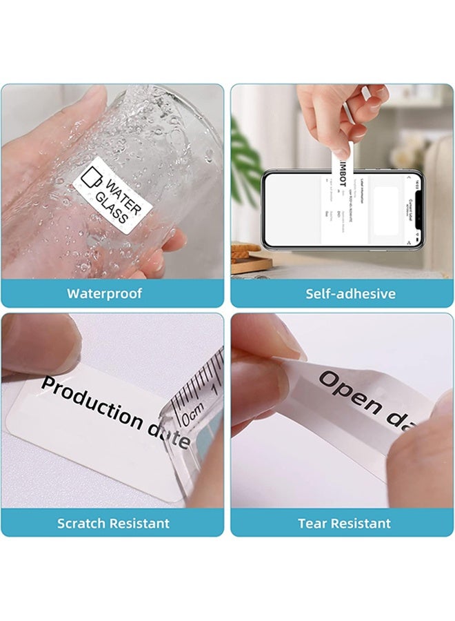 بيوينتي صانع الملصقات الشريط لاصق ملصق التسمية البيضاء ورق تسمية حراري مقاوم للماء لطباعة الباركود مثالي للاستخدام المكتبي / المنزل / المدرسة / التجاري ، 12 * 40 مم أبيض - Image 2