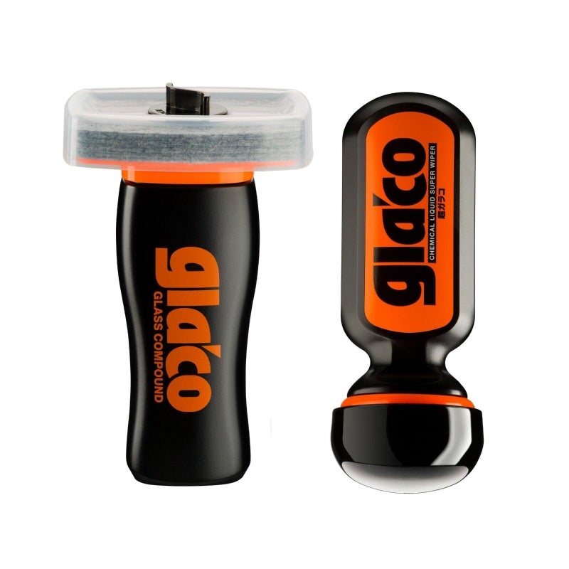SOFT99 Glaco Glass Compound Roll On + Ultra Glaco - Abrasive Glass Cleaner and Extreme Durability Glass Coating - 12 Months of Windscreen Protection - Integrated Applicators - Image 1
