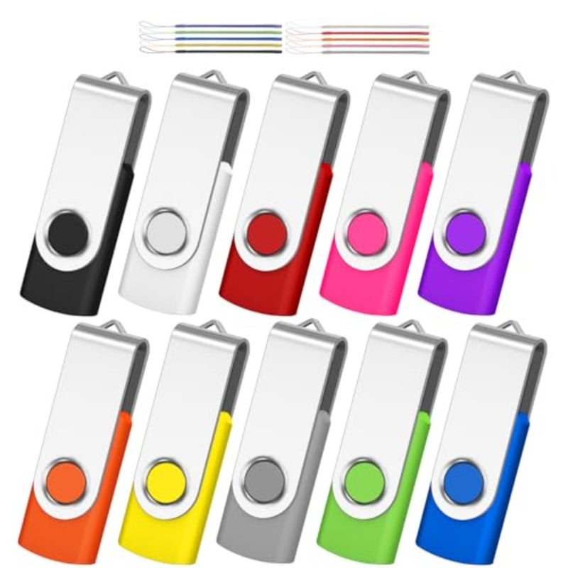 USB2.0 flash drive for data storage, plastic body, mixed colors blue/purple/green/red,bulk 10 pcs, compact thumb drive design - Image 1