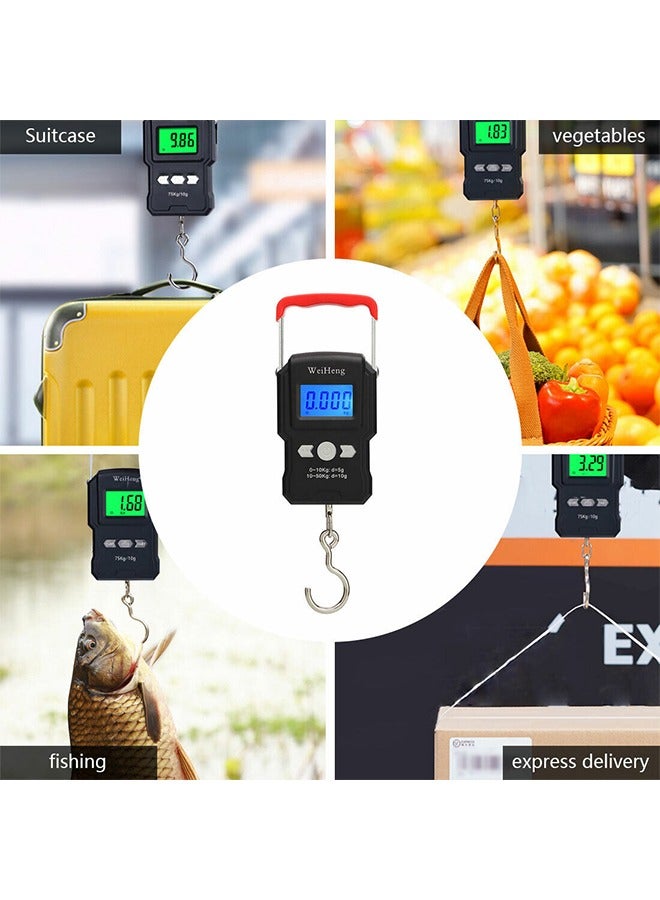 وي هانج ميزان إلكتروني صغير لوزن الأمتعة - 50 كجم/5 جم مع شاشة LCD مضيئة وخطاف تعليق - Image 3