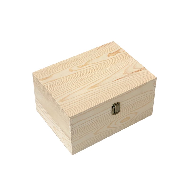 Cregugua 1 Pack Unfinished Wood box with Lid Crafts Wooden Storage Box for DIY Arts Project (Outer 10.6 x 7.9 x 5.7 IN,Interior 10 x 7.3 x 5.3 IN) - Image 2
