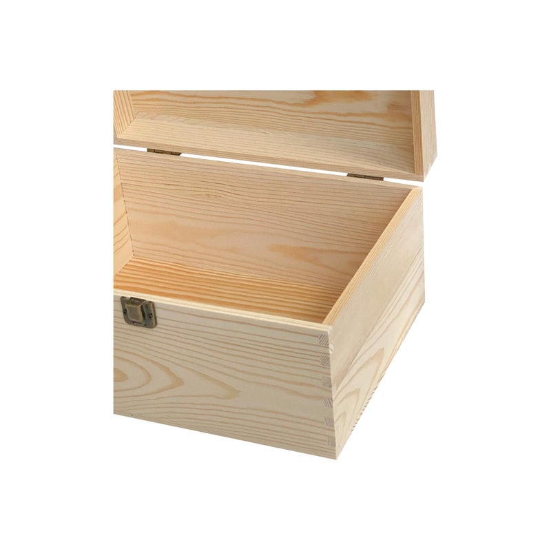 Cregugua 1 Pack Unfinished Wood box with Lid Crafts Wooden Storage Box for DIY Arts Project (Outer 10.6 x 7.9 x 5.7 IN,Interior 10 x 7.3 x 5.3 IN) - Image 3