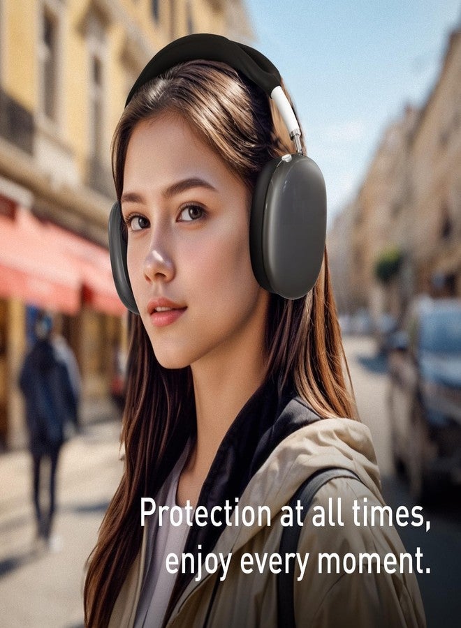 MOLOPPO [2 Pack] MOLOPPO Clear Soft TPU& Silicone case for AirPods Max Headphones,Comes with Inner Ear Cap,Transparent Accessories Ultra Protective Cover Apple Max,C-clear black+silicone black - Image 4