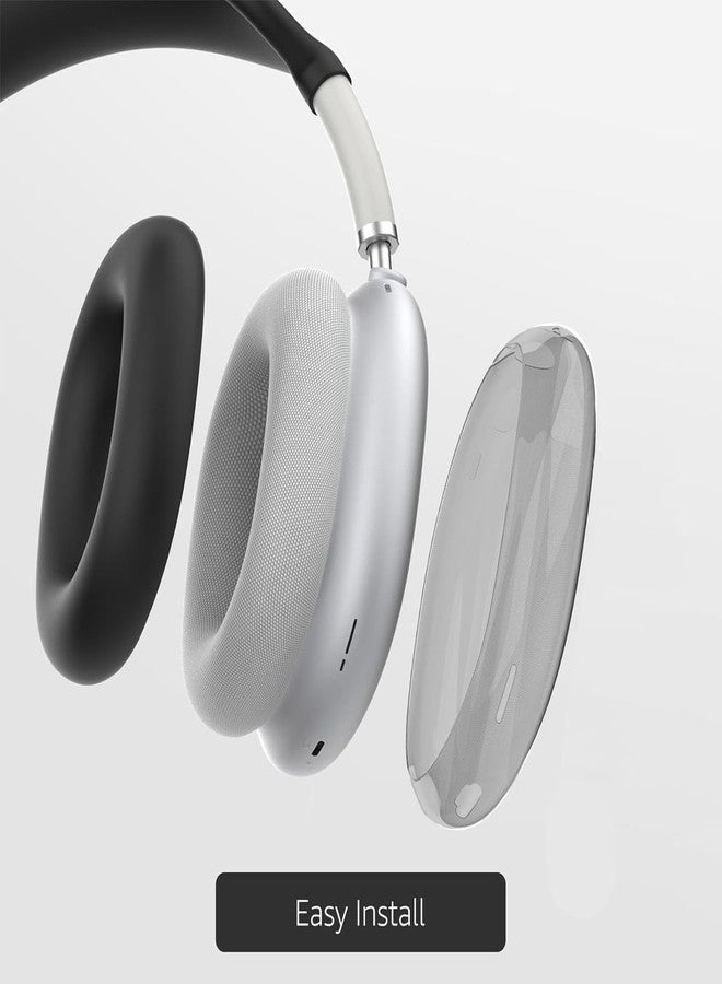MOLOPPO [2 Pack] MOLOPPO Clear Soft TPU& Silicone case for AirPods Max Headphones,Comes with Inner Ear Cap,Transparent Accessories Ultra Protective Cover Apple Max,C-clear black+silicone black - Image 3
