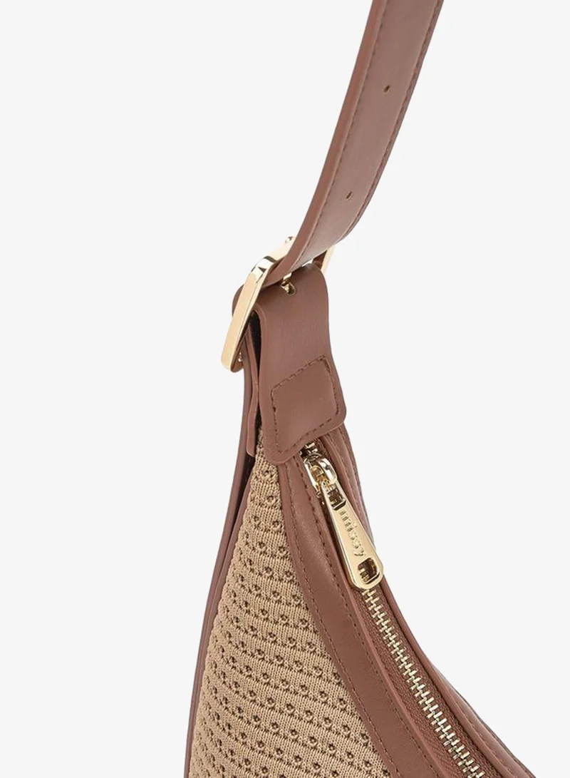 MISSY BROWN Textured Shoulder Bag With Zip Closure for Women | Best Price UAE