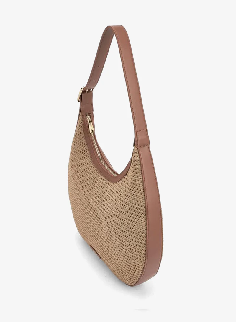 MISSY BROWN Textured Shoulder Bag With Zip Closure for Women | Best Price UAE