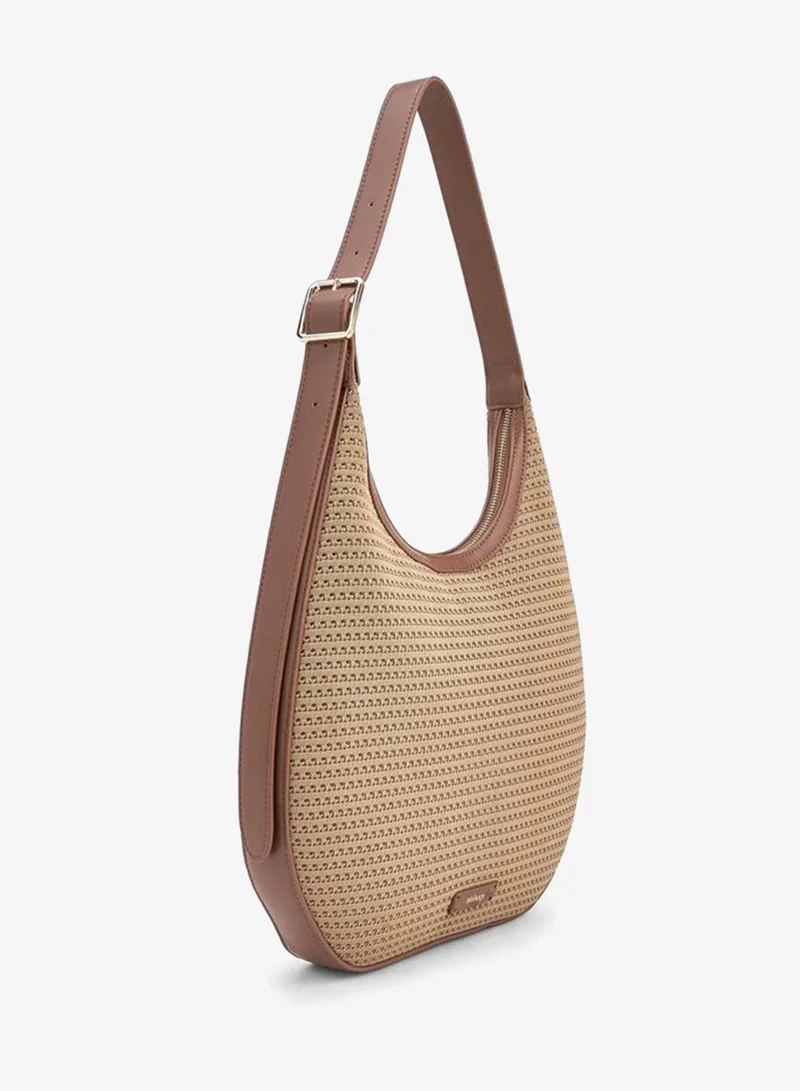 MISSY BROWN Textured Shoulder Bag With Zip Closure for Women | Best Price UAE