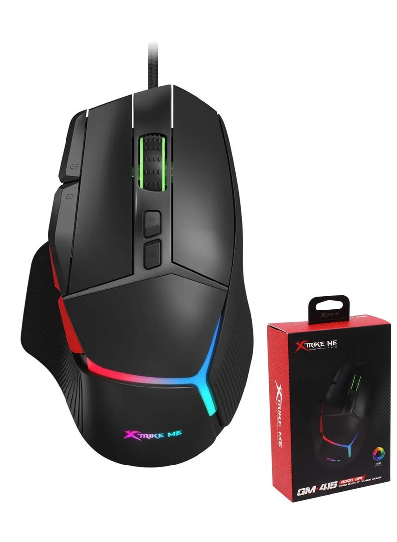 XTRIKE ME ماوس ألعاب سلكي GM-415 مع إضاءة خلفية وثمانية أزرار قابلة للتخصيص - Image 1