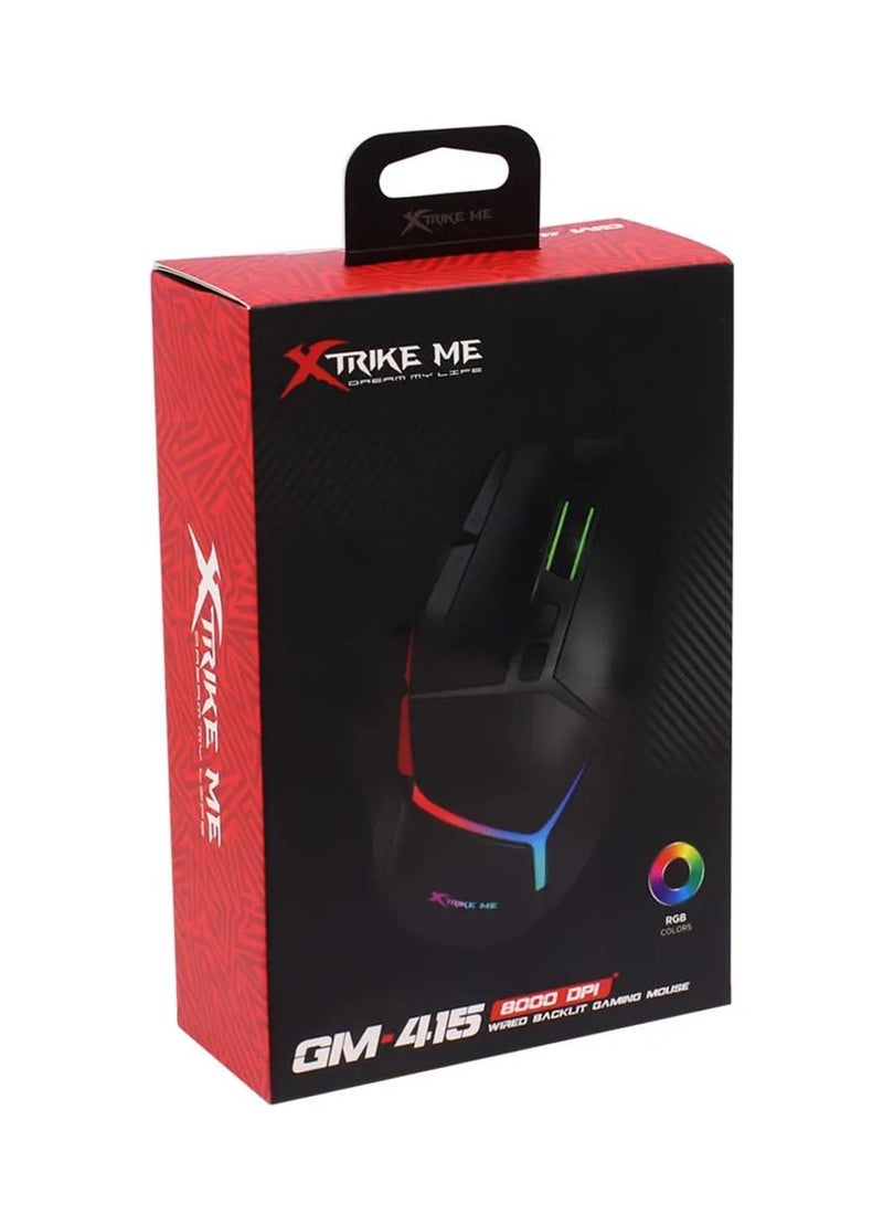 XTRIKE ME ماوس ألعاب سلكي GM-415 مع إضاءة خلفية وثمانية أزرار قابلة للتخصيص - Image 4