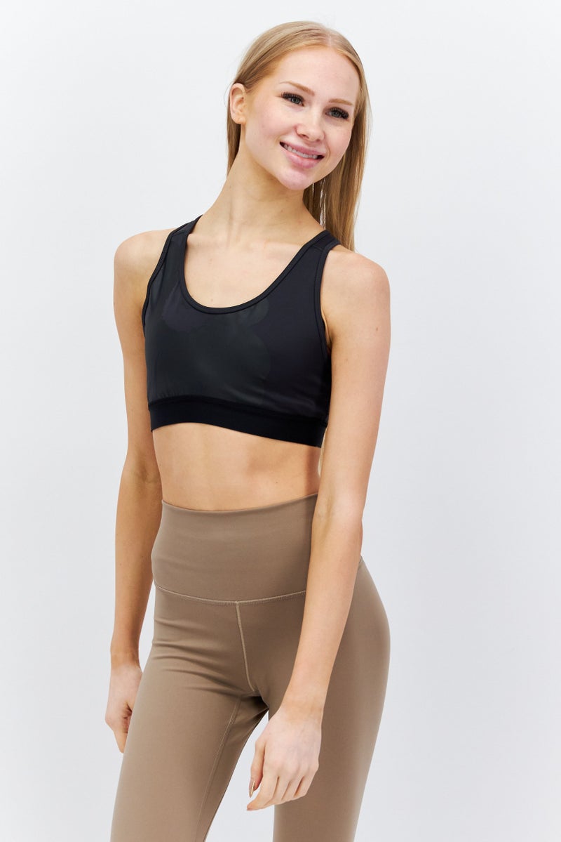 Adidas Women Brand Logo Padded Sports Bra, Black - Image 1