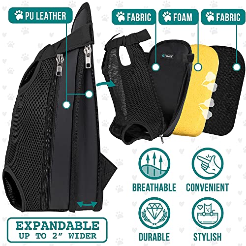 PetAmi Dog Carrier Backpack, Adjustable Dog Pet Cat Front Carrier Backpack | Ventilated Dog Chest Carrier for Hiking Camping Travel, Sling Bag for Small Medium Dog Cat Puppies, Small, 5-9 lbs, Black - Image 4