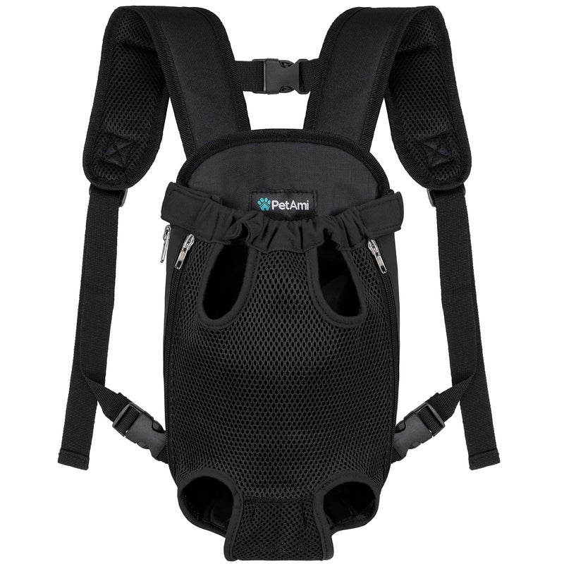 PetAmi Dog Carrier Backpack, Adjustable Dog Pet Cat Front Carrier Backpack | Ventilated Dog Chest Carrier for Hiking Camping Travel, Sling Bag for Small Medium Dog Cat Puppies, Small, 5-9 lbs, Black - Image 2