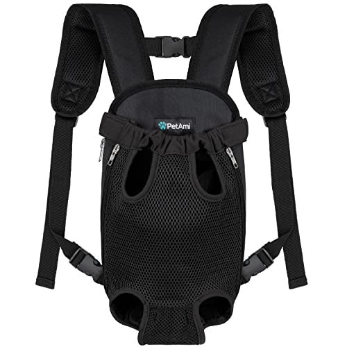 PetAmi Dog Carrier Backpack, Adjustable Dog Pet Cat Front Carrier Backpack | Ventilated Dog Chest Carrier for Hiking Camping Travel, Sling Bag for Small Medium Dog Cat Puppies, Small, 5-9 lbs, Black - Image 1