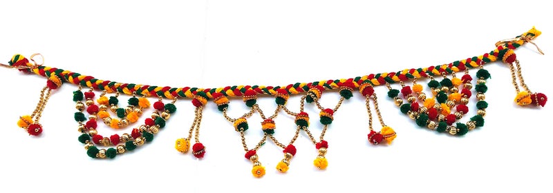 Evisha Tradidional Heavy Look Thread Woolen Pom Pom Toran Bandharwar Home Décor Festival Decoration Hanging - Image 1