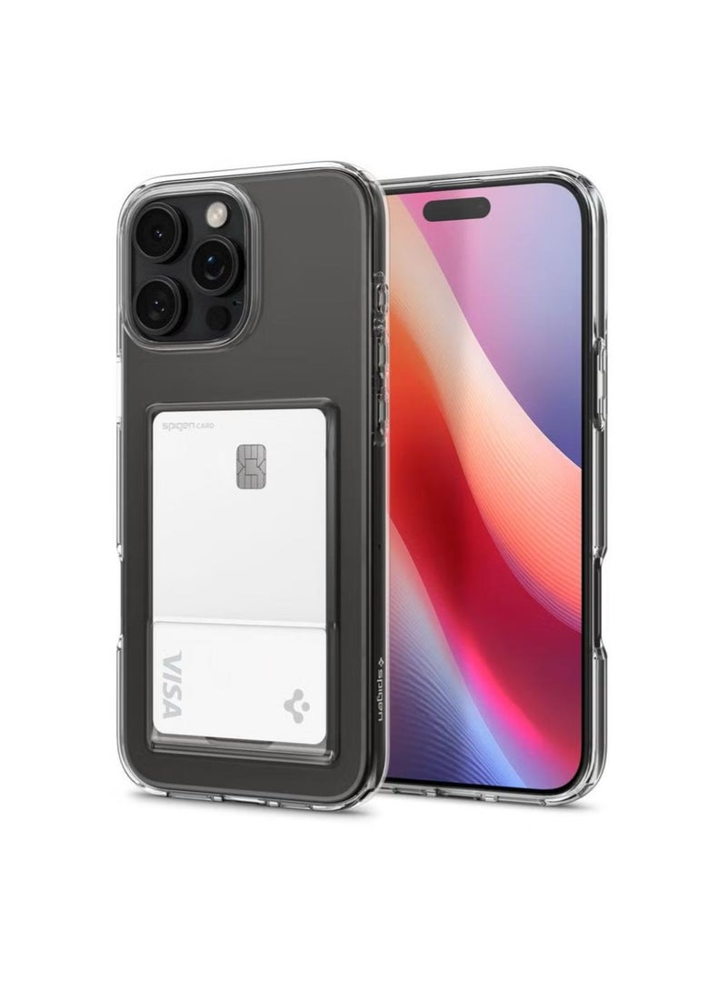 Spigen Crystal Slot iPhone 16 Pro MAX Case Cover (2024) with 1 Card Slot - Crystal Clear - Image 1