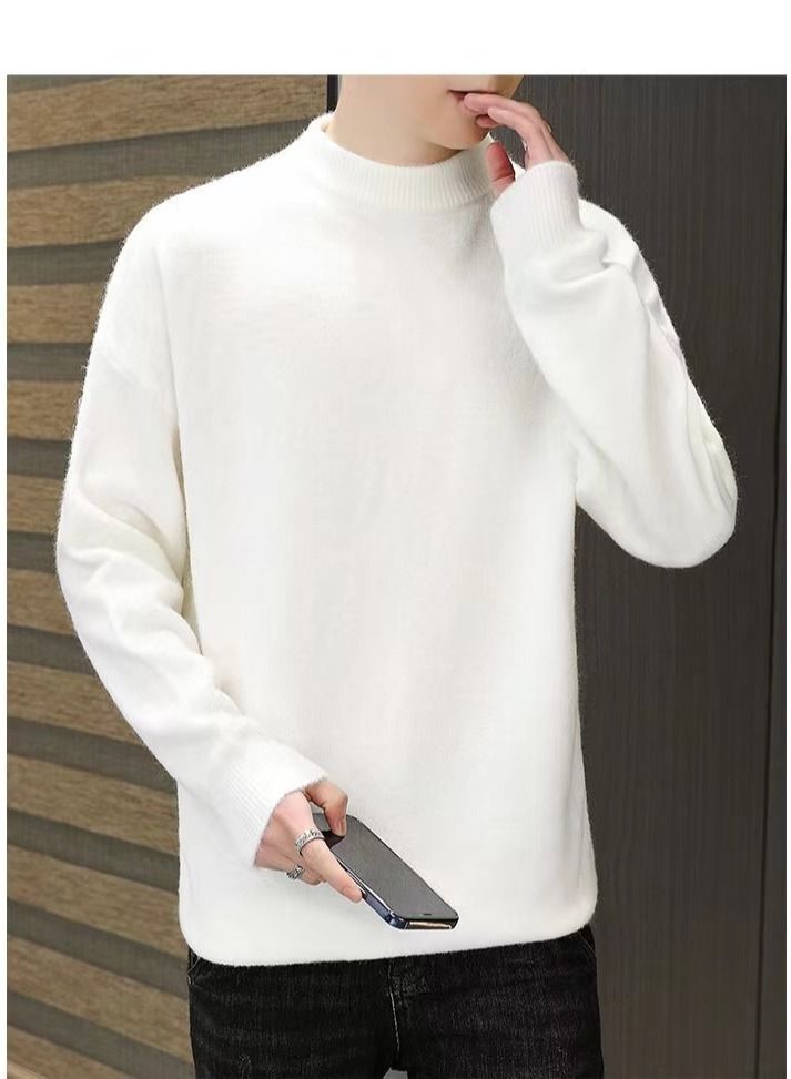 Loquat New Fall/winter Sweater Men's Solid Color Half Turtleneck Sweater  - Image 1