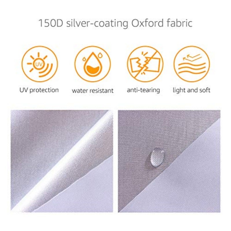 Silver Weatherproof Car Cover for Sedans up to 170 inches, 150D Oxford with UV Protection - Image 2