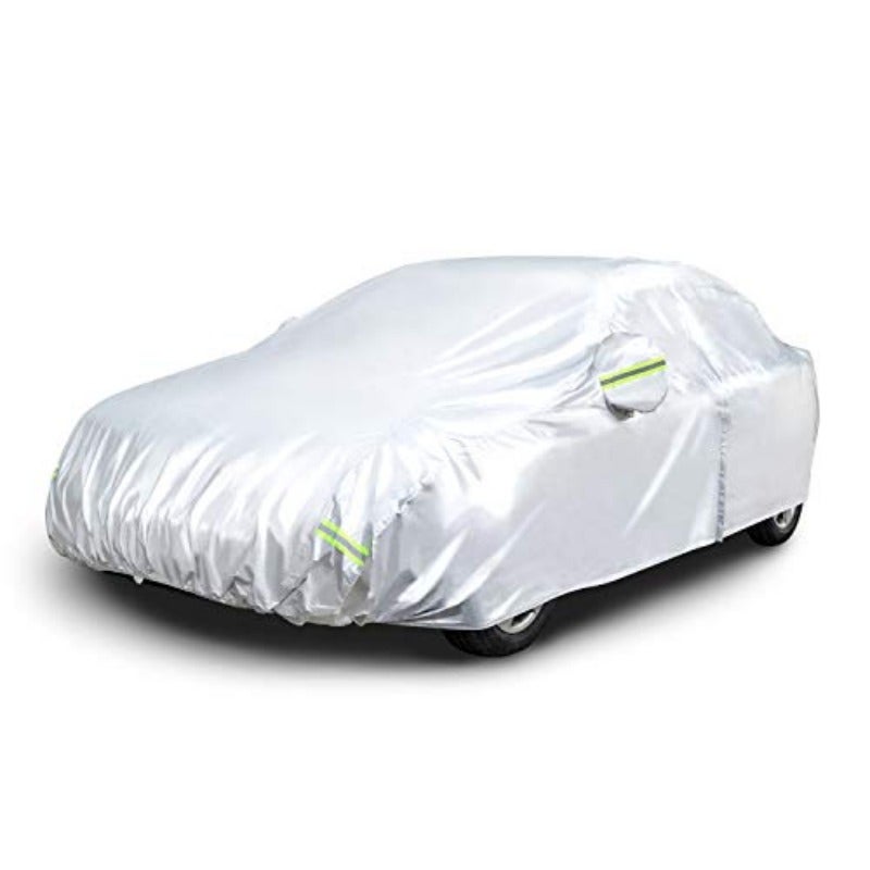 Silver Weatherproof Car Cover for Sedans up to 170 inches, 150D Oxford with UV Protection - Image 1