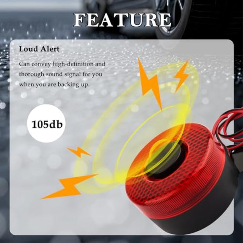 12V-24V Backup Car Alarm with Flashing LED Light, 105dB Back Up Alarm for Truck Car SUV, Universal Cars Exterior Accessories with Alert Cars Horn Replacement Bracket - Image 5