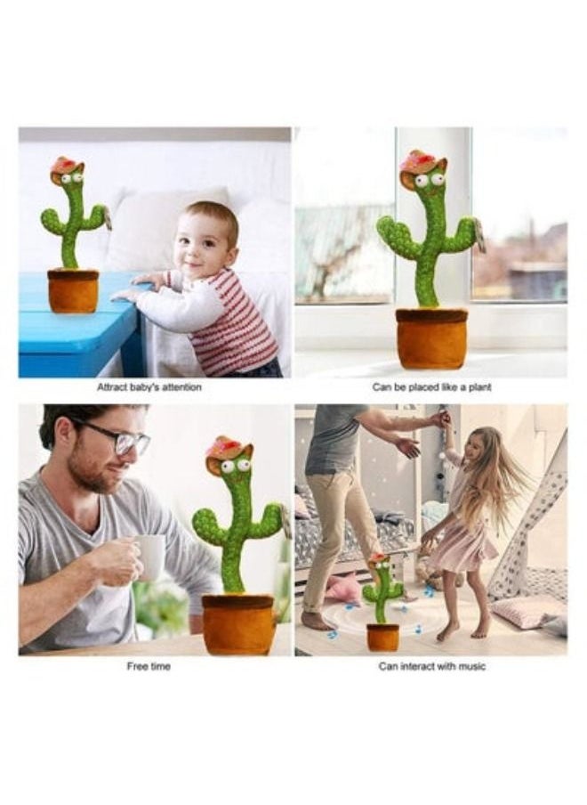 ACLIX Dancing Cactus Toy Mimicking Talking Cactus Adjustable Volume Singing Cactus Embroidery Buttons Repeating What You Say with Wriggle Lighting, Recording Cactus Soft Plush Baby Toy Funny Toy  - Image 3