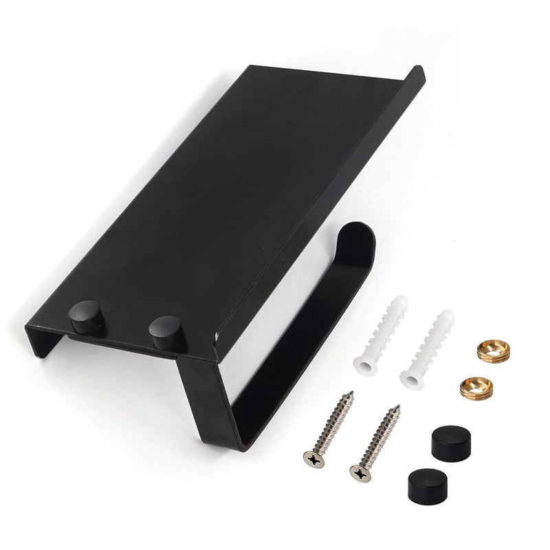 Crowned Matte Black Toilet Paper Holder Aluminum Made with Shelf Wall Mounted Bathroom Toilet Paper Tissue Roll Dispenser Phone Storage - Image 5
