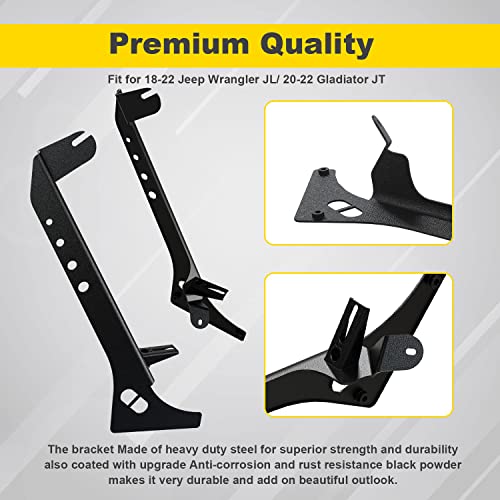 FEELON Fit 18-22 Jeep Wrangler JL/ 20-22 Gladiator JT 52" inch LED Light Bar 4 inch White/Amber Yellow LED Pods Strobe Fog Light Offroad with Upper Windshield Mounting Brackets Switch Wiring Harness - Image 3