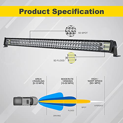 FEELON Fit 18-22 Jeep Wrangler JL/ 20-22 Gladiator JT 52" inch LED Light Bar 4 inch White/Amber Yellow LED Pods Strobe Fog Light Offroad with Upper Windshield Mounting Brackets Switch Wiring Harness - Image 5