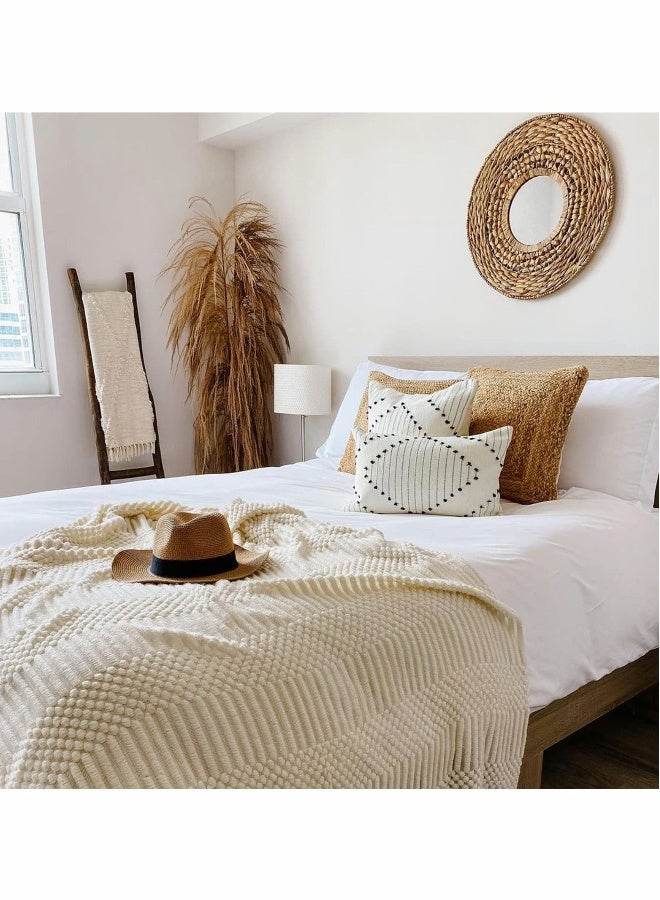 Boho Throw Pillow Covers, 2 Pcs Black and Cream White, Set of 2 Modern Farmhouse Accent Home Decor, Neutral Woven Decorative Pillow Covers for Couch/Bed  18 x 18 Inches,  - Image 4