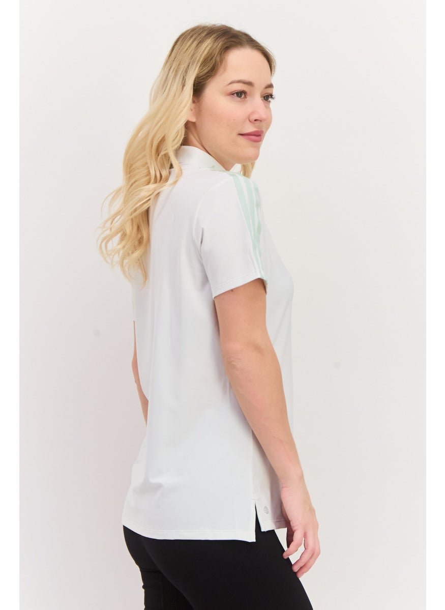 Adidas Women Sportswear Fit Short Sleeves Outdoor Polo Shirt, White  - Image 4