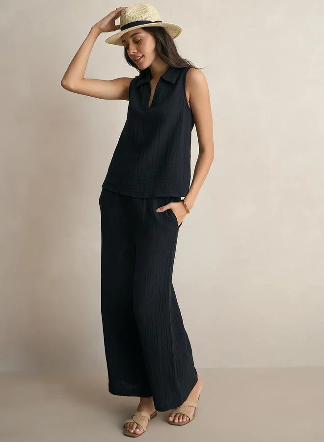 Femmella  Women Black Cotton Top and Pants Co-Ords for Women | Best Price UAE