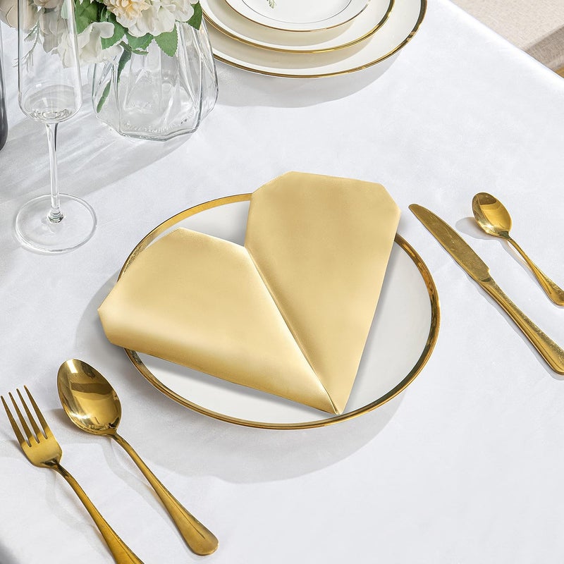 24-piece 12 x 12 inch gold satin napkin for wedding, dinner, table setting, restaurant, banquet, graduation party - Image 3