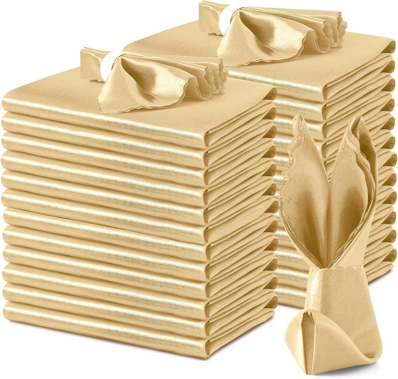 24-piece 12 x 12 inch gold satin napkin for wedding, dinner, table setting, restaurant, banquet, graduation party - Image 1