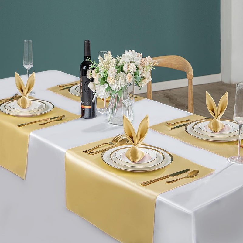 24-piece 12 x 12 inch gold satin napkin for wedding, dinner, table setting, restaurant, banquet, graduation party - Image 4
