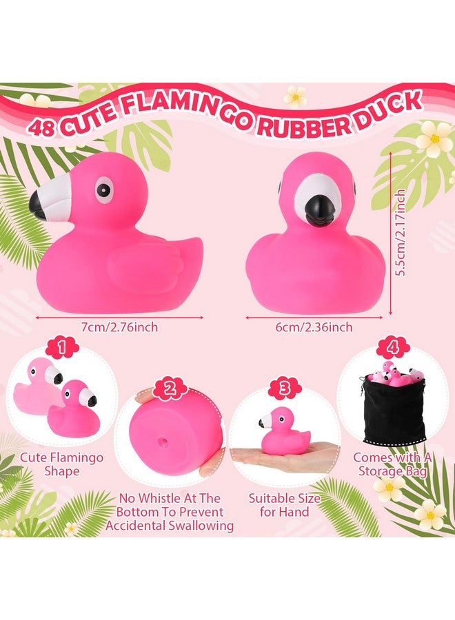 Jerify دُمى مطاطية على شكل فلامنغو باللون الوردي الفاتح - مجموعة من 48 قطعة للحمام واللعب في الصيف والشاطئ مع حقيبة تخزين - Image 2