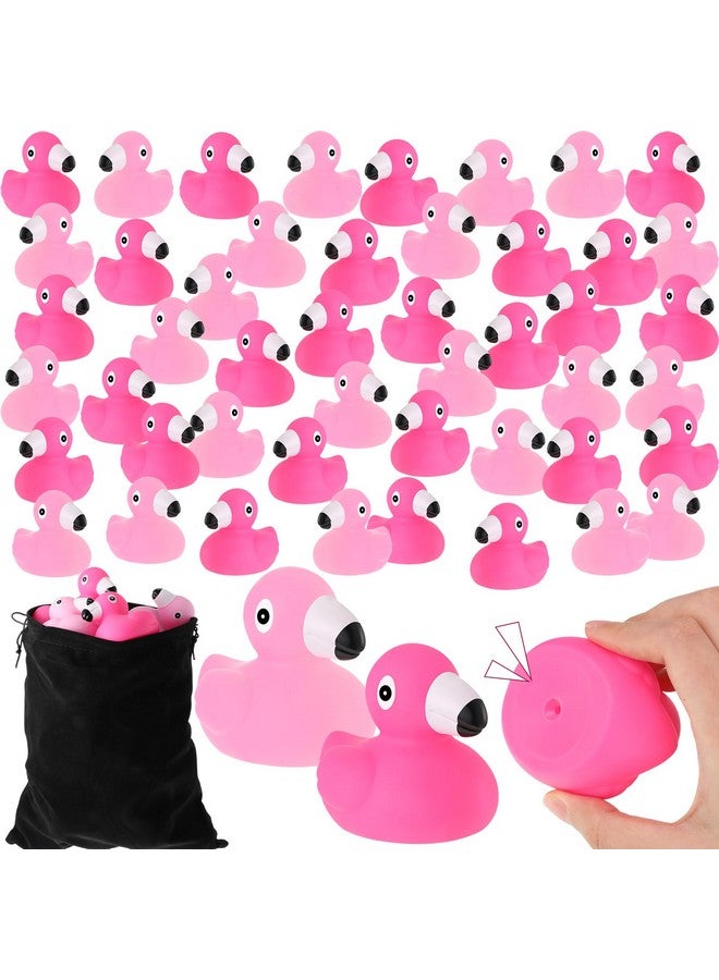 Jerify دُمى مطاطية على شكل فلامنغو باللون الوردي الفاتح - مجموعة من 48 قطعة للحمام واللعب في الصيف والشاطئ مع حقيبة تخزين - Image 1