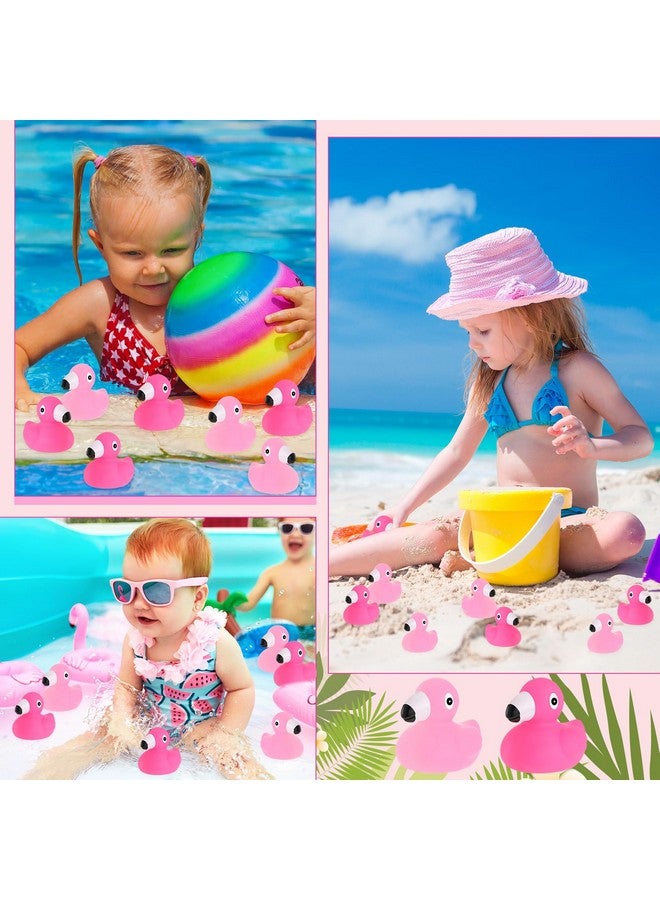 Jerify دُمى مطاطية على شكل فلامنغو باللون الوردي الفاتح - مجموعة من 48 قطعة للحمام واللعب في الصيف والشاطئ مع حقيبة تخزين - Image 5