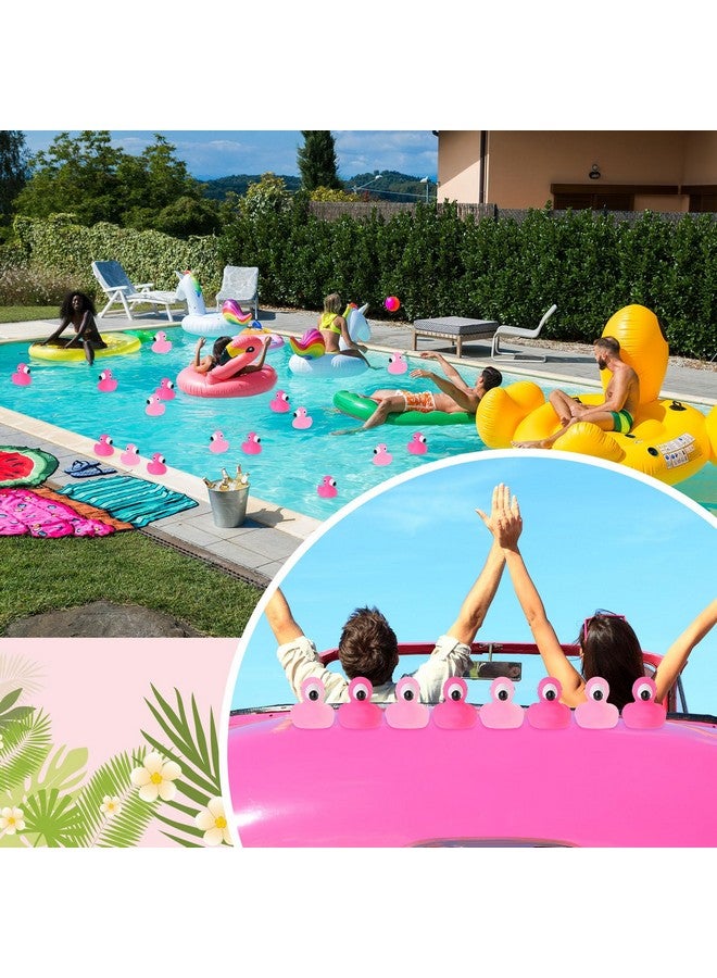 Jerify دُمى مطاطية على شكل فلامنغو باللون الوردي الفاتح - مجموعة من 48 قطعة للحمام واللعب في الصيف والشاطئ مع حقيبة تخزين - Image 3