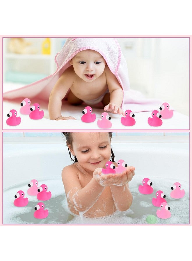 Jerify دُمى مطاطية على شكل فلامنغو باللون الوردي الفاتح - مجموعة من 48 قطعة للحمام واللعب في الصيف والشاطئ مع حقيبة تخزين - Image 4