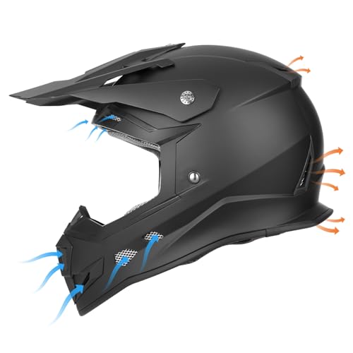 GLX GX23 Dirt Bike/Motocross Helmet - Matte Black, Large - DOT Approved - Image 3
