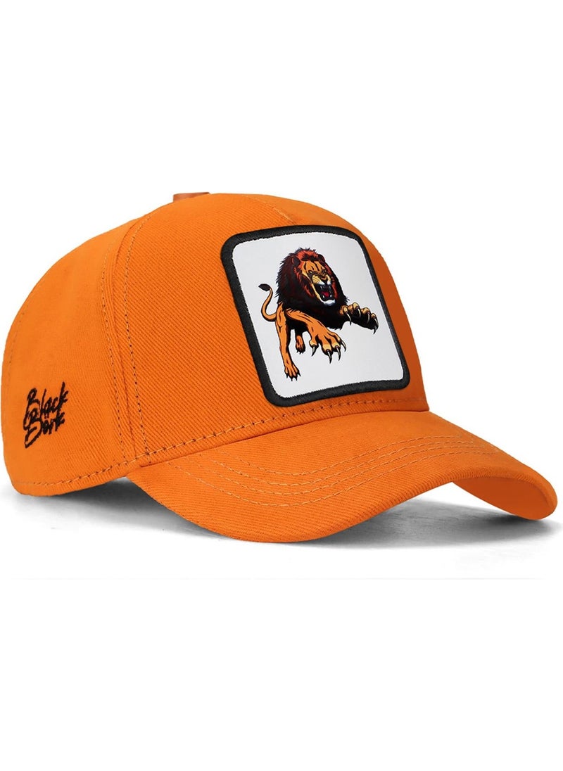 Black Börk Blackbörk V1 Baseball Kids Lion - Neon Orange Kids Hat (Cap) with 5 Code Logo  - Image 1