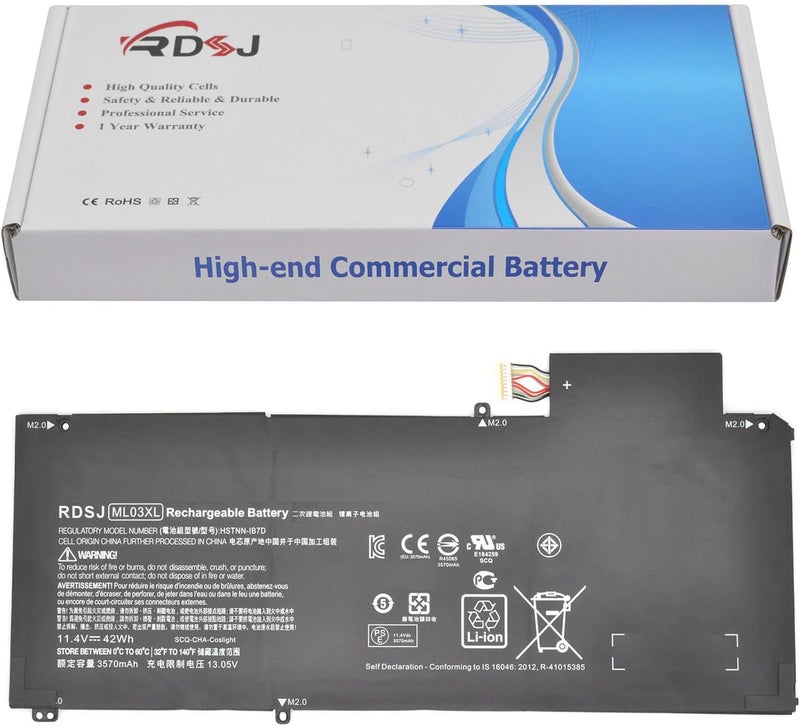 ML03XL Laptop Battery for HP Spectre X2 Detachable 12 Spectre x2 12-A001DX 12-A003NG 12-A006TU 12-A012NR 12-A019TU ML03042XL HSTNN-1B7D 813999-1C1 814277-005 814060-850 HSTNN-IB7D TPN-Q165 11.4V 42Wh - Image 1