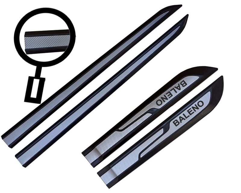 Vitior Car Window Side Door Beading Silver/Black Moulding for Baleno (Pack of 4 Pcs) - Image 2