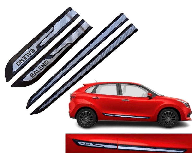 Vitior Car Window Side Door Beading Silver/Black Moulding for Baleno (Pack of 4 Pcs) - Image 1
