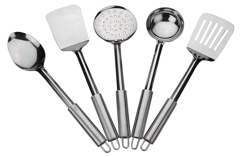 Kuber Industries Kuber Industries Stainless Steel Kitchen Tool and Utensil Set 5 Piece Silver Standard - Image 1